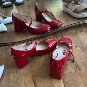 Red Patent Leather Mary Jane Heels